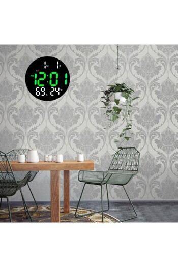 Bibilel Round Clock with Green-White LED for Wall/Table and Remote Control 3813L