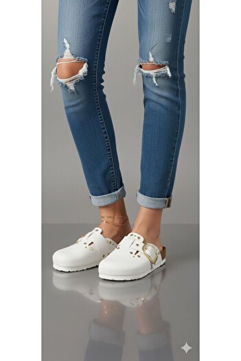 McDark Women's White Sabo Closed Front Mushroom Slippers