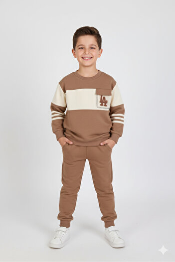 kinderos Boy's La Embroidered Raised Embroidery 2-Piece Set - 2305