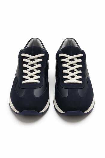 Morven Men's Navy Blue Seasonal Casual Leather Sneakers