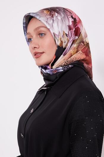 Levidor Beige Floral Pattern Sura Silk Scarf