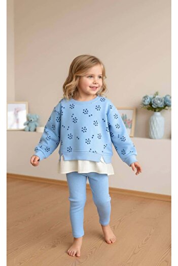 Pinkitokids Baby Baby Stars Shirt Detailed Sweatshirt and Leggings Set