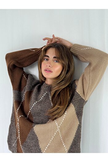 Retrobird Shardonlu Baklava Slice Knitwear Sweater Women's Mink Brown