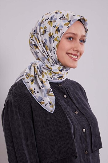 Levidor Gray Flower Pattern Soft Scarf