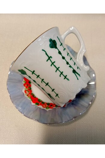 BY.RAYKA PORSELEN El Dekor Second Quality Porcelain Hand Painted 3-Piece Cup Set (No Refund)