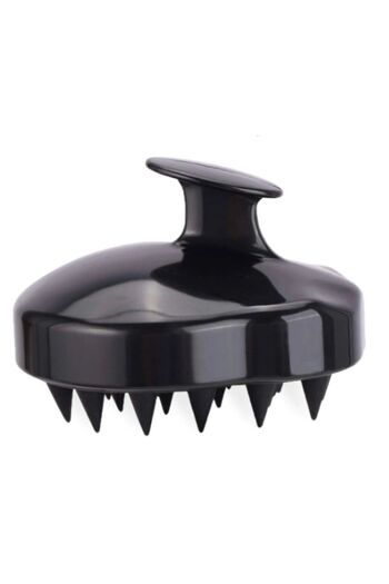 ThermoZen Silicone brush, hair massage, cleansing, scalp toning, hair growth stimulation, black