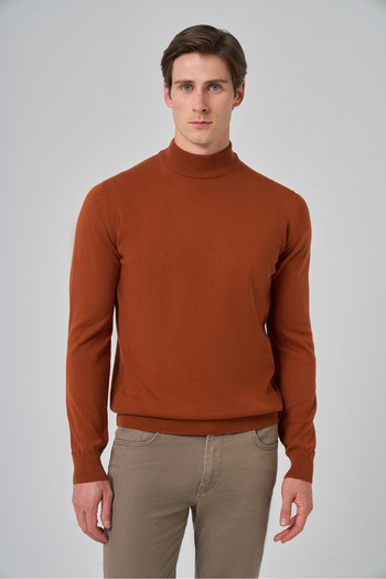 Morven Men's Tile Basic Half Turtleneck Dynamic Fit Relaxed Fit Knitwear