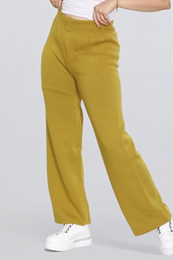 Cemre Life Women's High Waist Elastic Straight Leg Knitted Pants Casual Daily Home Wear
