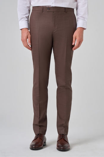 Morven Men's Brown Classic Slim Fit Slim-Fit Trousers