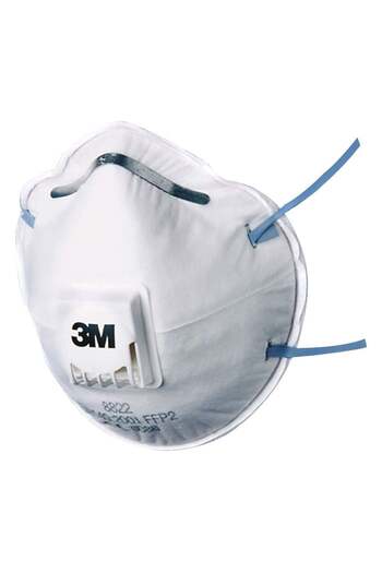 3M Respiratory Mask Set with FFP2 Valve, Pack of 2 Adjustable with Nose Clip, White