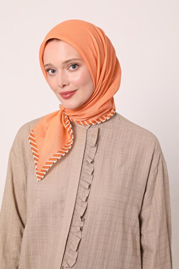 Levidor Orange Striped Cotton Scarf