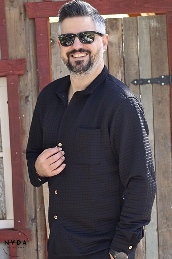 Nyda Collections Men's Quilted Fabric Seasonal Long Sleeve Shirt
