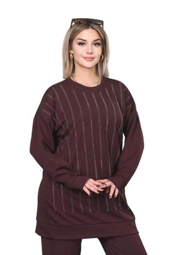 NEWCO Modal Fabric Stone-Embroidered Comfortable and Flexible Fit Double Top and Bottom Set Battal -1645P
