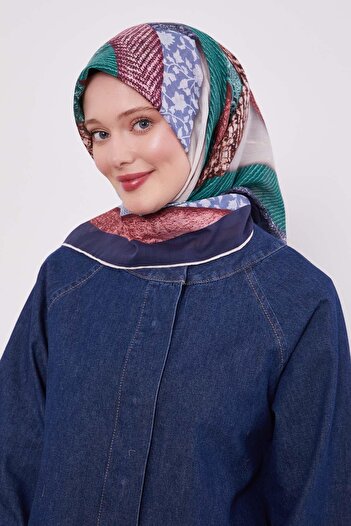 Levidor Navy Blue Geometric Cotton Scarf