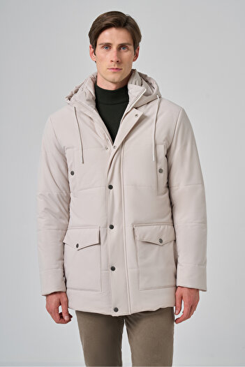 Morven Men's Gray Polyamide Snap Hooded Jacket