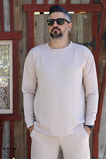 Nyda Collections Men's Quilted Fabric Seasonal Long Sleeve Sweatshirt