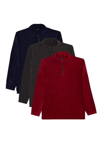 Tudors Unisex 3-Pack Burgundy-Navy Blue-Smoke Standard Fit Non-Pilling Cold-Proof Fleece Sweatshirt