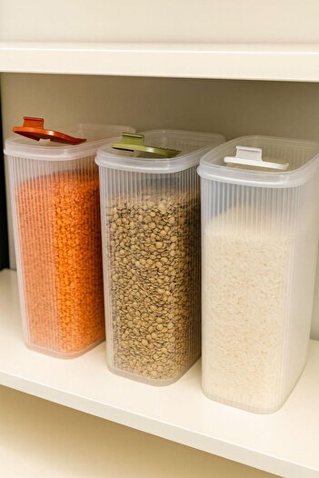 Bayev 3 Pieces Practical Lid 4 Liter Food Legume Storage Container