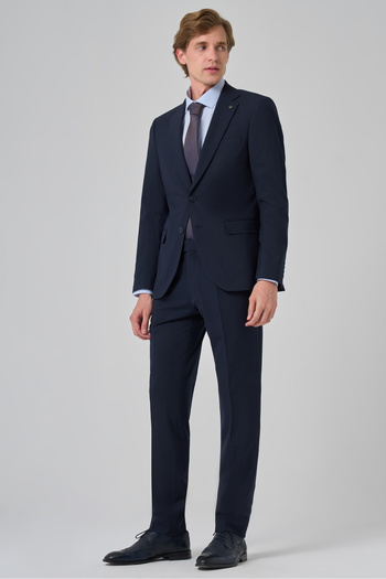 Morven Men's Navy Blue Export Slim Fit Mono Collar Vest Suit