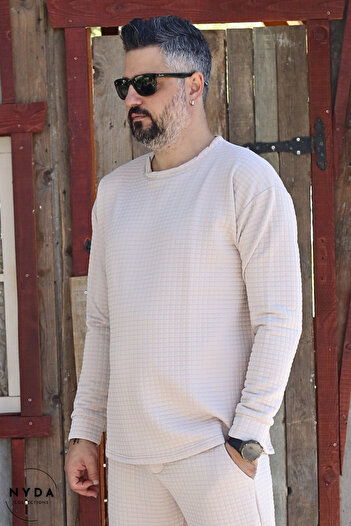 Nyda Collections Men's Quilted Fabric Seasonal Long Sleeve Sweatshirt