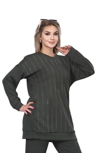 NEWCO Modal Fabric Stone-Embroidered Comfortable and Flexible Fit Double Top and Bottom Set Battal -1645P