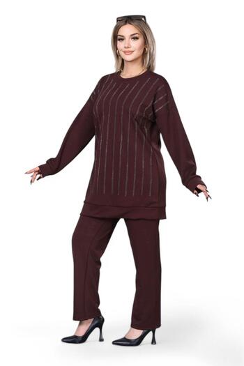 NEWCO Modal Fabric Stone-Embroidered Comfortable and Flexible Fit Double Top and Bottom Set Battal -1645P