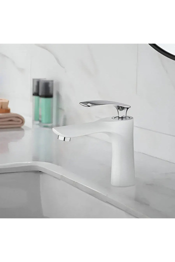 KORMAN TECHNIK Faucet Washbasin, Sanitary Brass, White, OD/2069