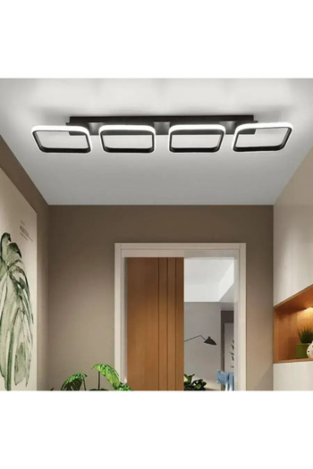 VERTEX LED Chandelier 50W, 4 Squares, Linear, Cold/Warm/Neutral Light, Black
