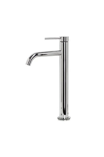 KORMAN TECHNIK High Single Lever Basin Mixer with Ceramic Cartridge, Chrome Finish, Includes Hoses and Mounting Kit