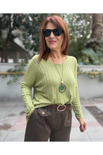 DenizEge Italian Ribbed Knitwear Pistachio Green