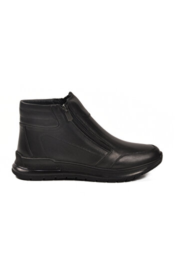 AYAKMOD Black Genuine Leather Zippered Non-Slip Sole Women's Boots 2004 Z