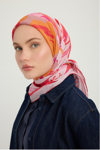 Schaless Free Brushes - Pomegranate Flower - Vierra Patterned Viscose Scarf - 90X90 cm