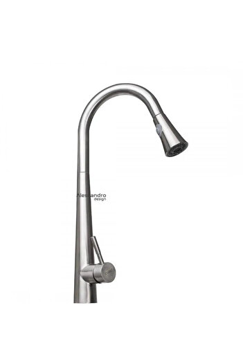 KORMAN TECHNIK Kitchen Faucet with Pull-Out Shower, Stainless Steel SUS304, Satin finish, CF021