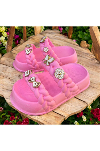 Hızlı Al Iz Children's Stone Slippers. Stone Girls' Slippers Suitable for Daily Use in the Garden, Beach, Pool.