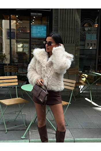 MY DEPO Women's Fur Coat with Collar Detail – Stylish, Modern, and Elegant Winter Outerwear