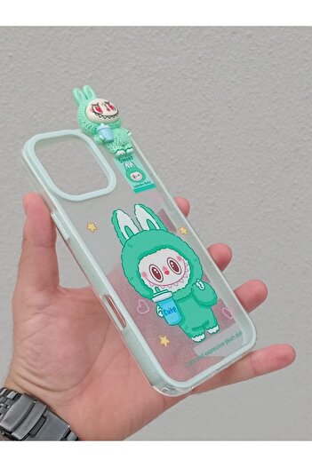 OSG iPhone 16 Pro Max Compatible Labb-Themed Glitter Protective Phone Case with 3D Characters on It