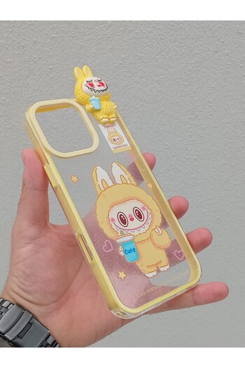 OSG iPhone 16 Pro Max Compatible Labb-Themed Glitter Protective Phone Case with 3D Characters on It
