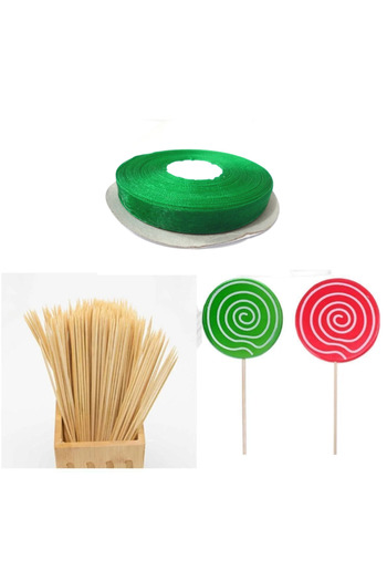 adin tasarım Christmas Cookie Lollipop Cake Cakepops Making Kit 101 Wooden Sticks Lollipop Stick Green Ribbon
