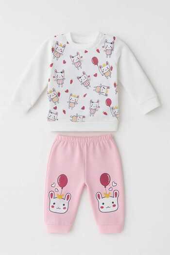 gigigiyim Rabbit Printed Girl's Suit Pink