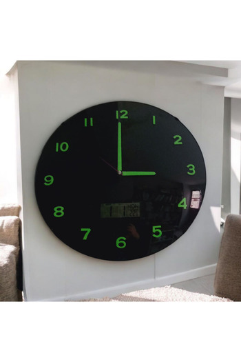 Bahat Heat Meter with Phosphorescent Thermometer Digital Wall Clock Domed Glass Diameter 36 cm