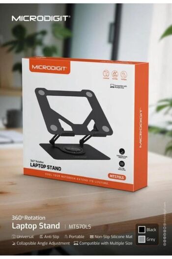 Microdigit 360 Degree Rotating Laptop Stand Adjustable Metal Cooling Base with Non-Slip Compatible with All Devices