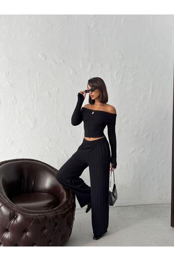 Jeevee Ribbed Madonna Collar Double Suit with Finger Loops