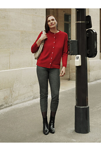 LC Waikiki Peak New Season Elastic Waist Houndstooth Pattern Women's Trousers