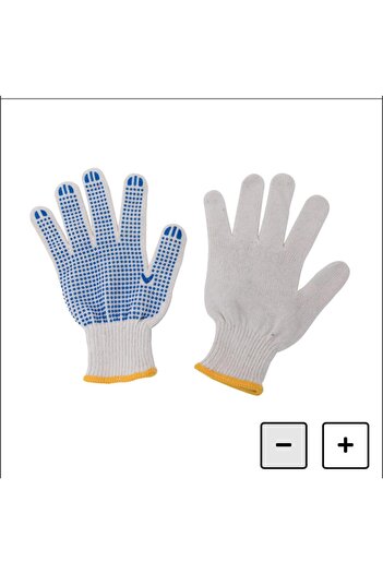 OEM Protective gloves Set 4+1 Free, cotton with double PVC stitching, size 10 (XL), white/blue