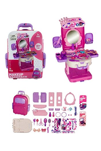 Generic Multi-functional Backpack Toy with Dressing Table for Girls including Accessories - 31 Pieces
