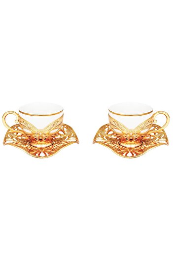 E orient Turkish Coffee Presentation Set 2-Piece Metal Coffee Cup Set Coffee Cup Groom Cup Porcelain