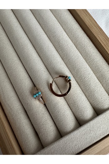 ringbox Turquoise Stone Mini Hoop Earrings