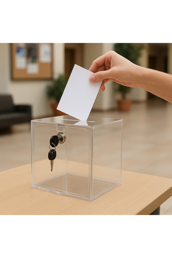 Pleksi Marketi Pleksimarketi - Plexiglass Donation and Alms Box 25X25X25 cm