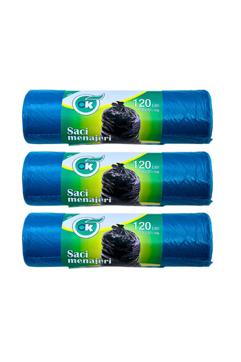 LYOBEST Set of 30 Garbage / Refuse Bags, Capacity 120L, 70X110 cm, 3x 10 pcs/Roll, Blue