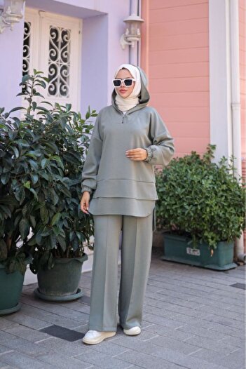 By Pommes Life Women's Oversize Tunic Pantalon 2-Piece Set